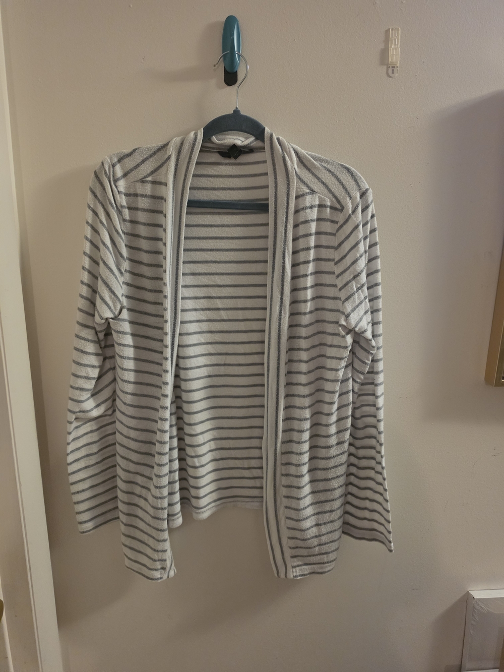 Striped Open-Front Women's Cardigan Sweater - Gray/White Stitchfix Size Xl